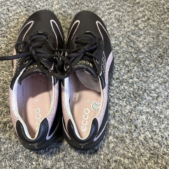 ECCO Brown Leather Hydromax Golf Shoe Size 41 10/10.5 Water Resistant TPU New - Picture 8 of 10